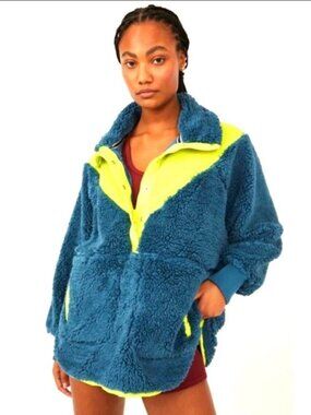 FP movement fleece green + yellow vintage 90s  Size M Preloved